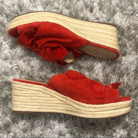 SOLE SOCIETY Carima Tie Espadrille Coral Wedge - Picture 4 of 7